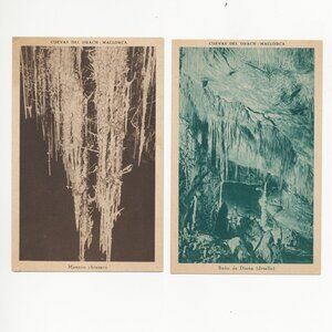 2 Vintage Mallorca Spain Postcards - Cuevas del Drach / Caves of Drach